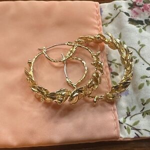 Les Nereides Blazing Nature "Bay" Gold Hoop Earrings